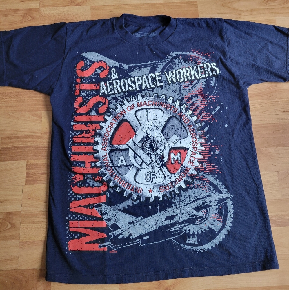 Y2K Machinists & Aerospace Union Workers Graphic Tee Workwear Design MIUSA Large